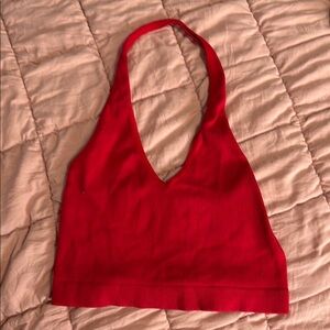 Red Halter Neck Women's Top